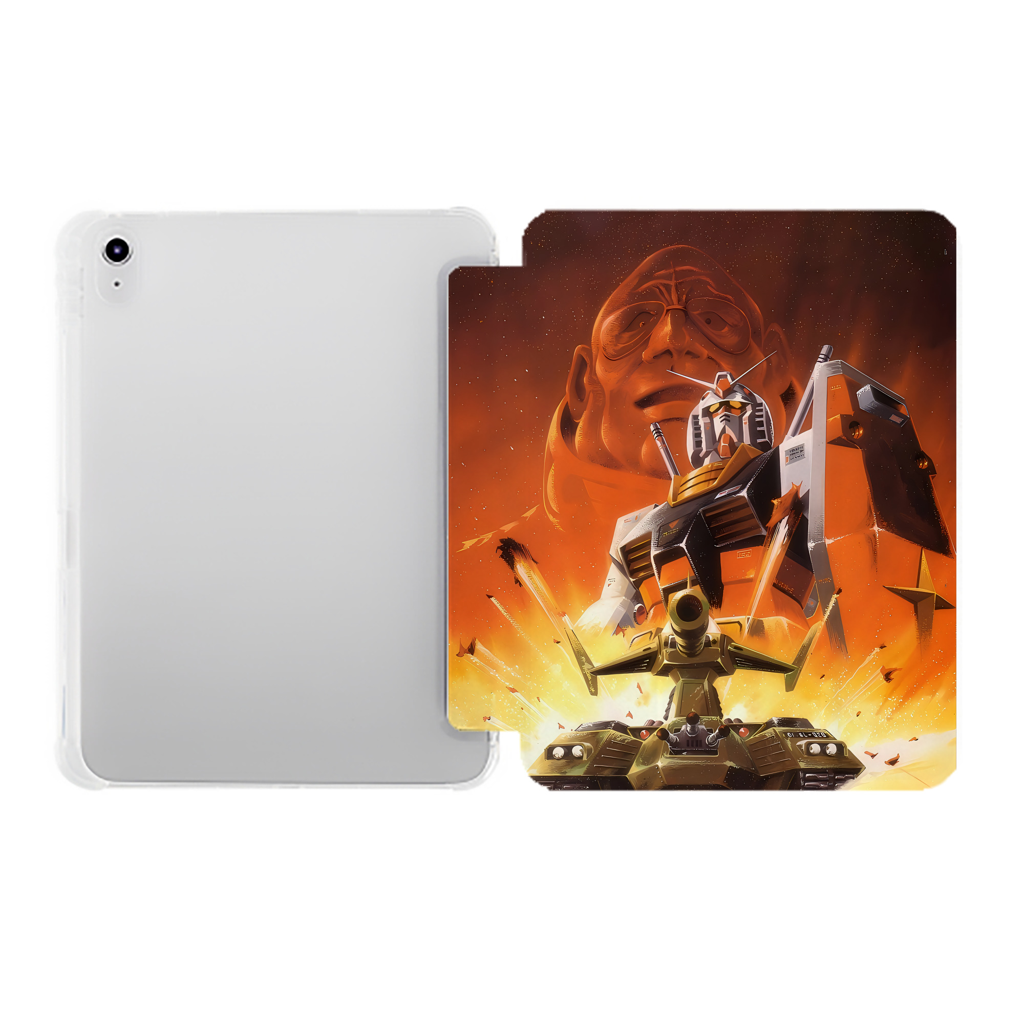 （画像用） 機動戦士ガンダム Mobile Suit Gundam IPad ケース ペン収納付き 三つ折りスタンド PUレザー×シリコン 対応機種9.5/10.5/10.9インチ